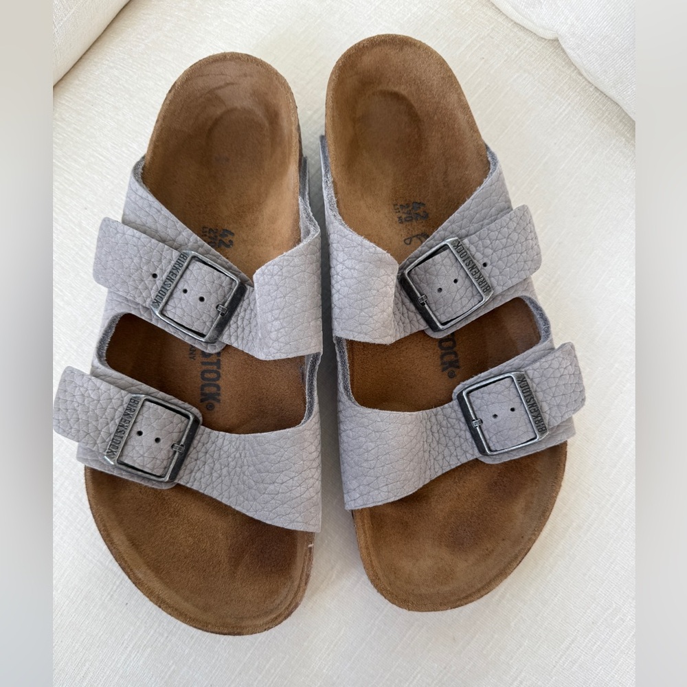 Birkenstock Arizona Desert Slide Whale Gray Nubuck Size 42 9-9.5 Great Condition